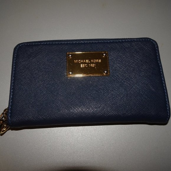 Michael Kors Handbags - Michael Kors Navy Leather Zip Around Wallet